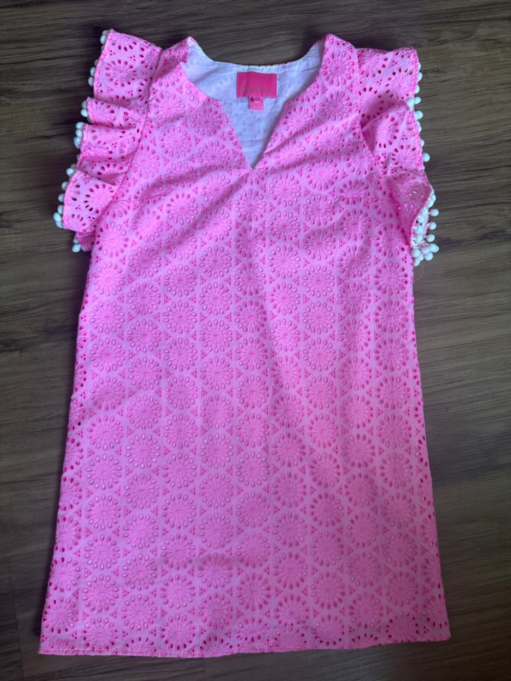 NWOT Lilly Pulitzer Astara Dress in the Prosecco Pink Neon Geo Eyelet Print